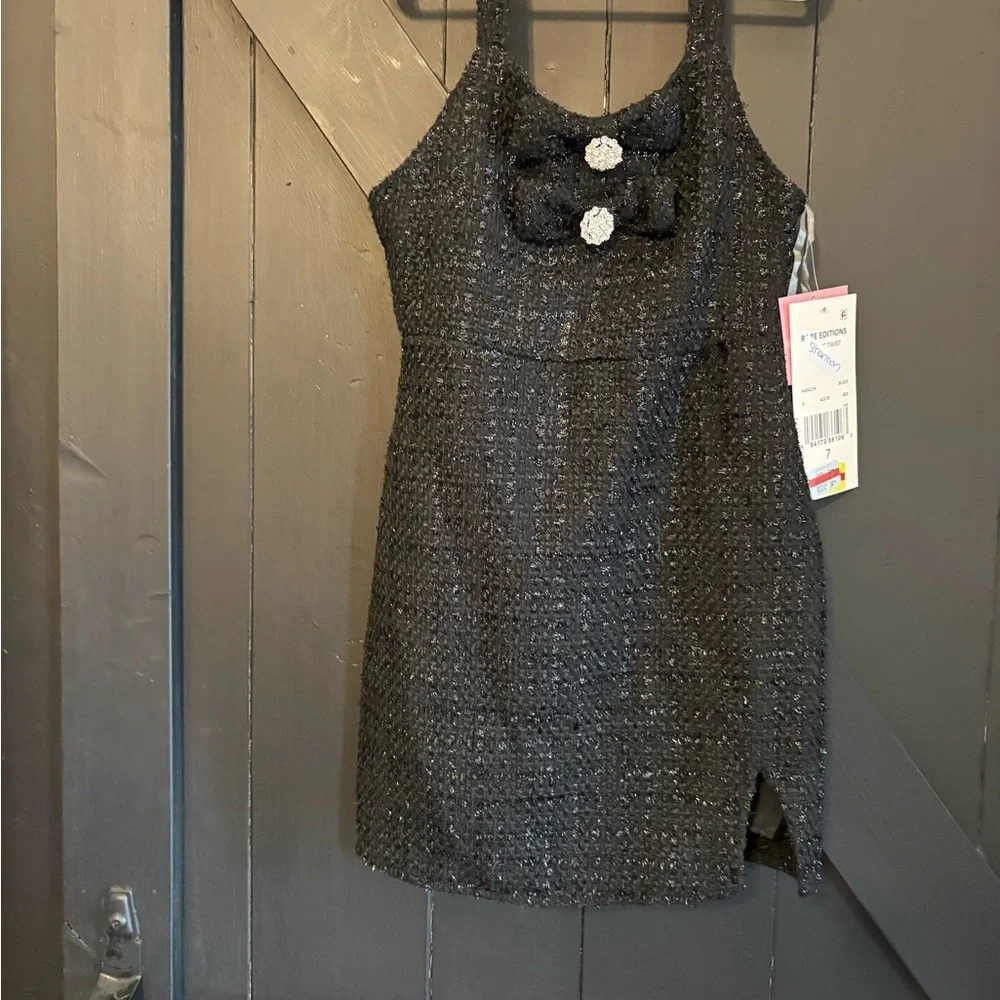 Rare Editions Black Textured Kids Dress